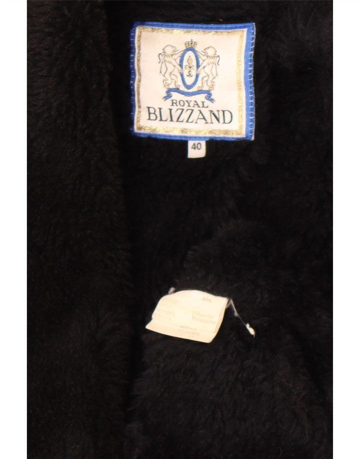 Vintage Sherpa-overfrakke til kvinder EU 40 Medium Sort Akryl