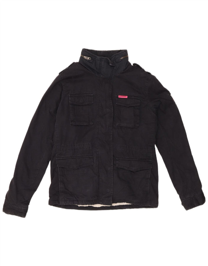 Superdry Sherpa Military Jacket til kvinder UK 10 Small Navy Blue