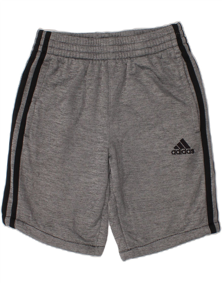 ADIDAS Boys Sport Shorts 7-8 Years Small  Grey Flecked Polyester Vintage Adidas and Second-Hand Adidas from Messina Hembry 