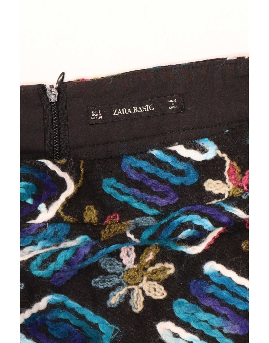 Zara Dame Mini-nederdel Small W26 Sort Blomster