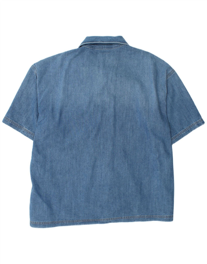 Wrangler kortærmet denimskjorte til mænd 2XL blå bomuld