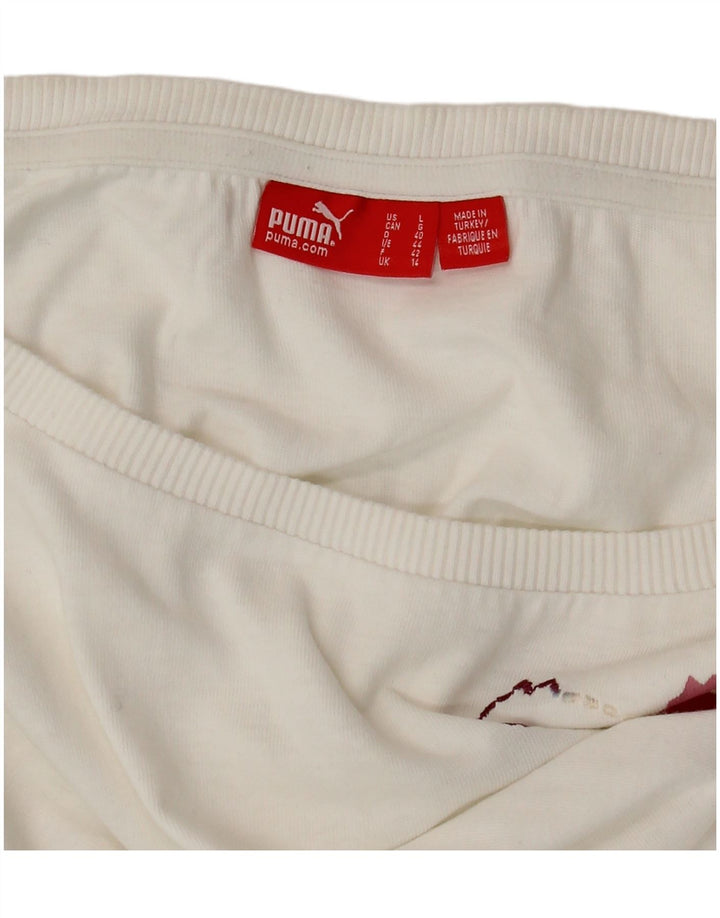 PUMA Grafisk T-shirt top til kvinder UK 14 Medium White