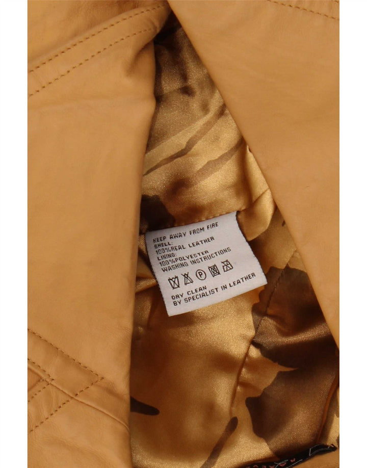 Vintage læderjakke til kvinder UK 12 Medium Beige Læder