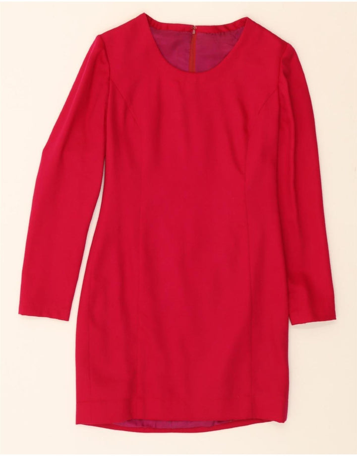VINTAGE Womens Long Sleeve A-Line Dress UK 12 Medium Pink Vintage Vintage and Second-Hand Vintage from Messina Hembry 