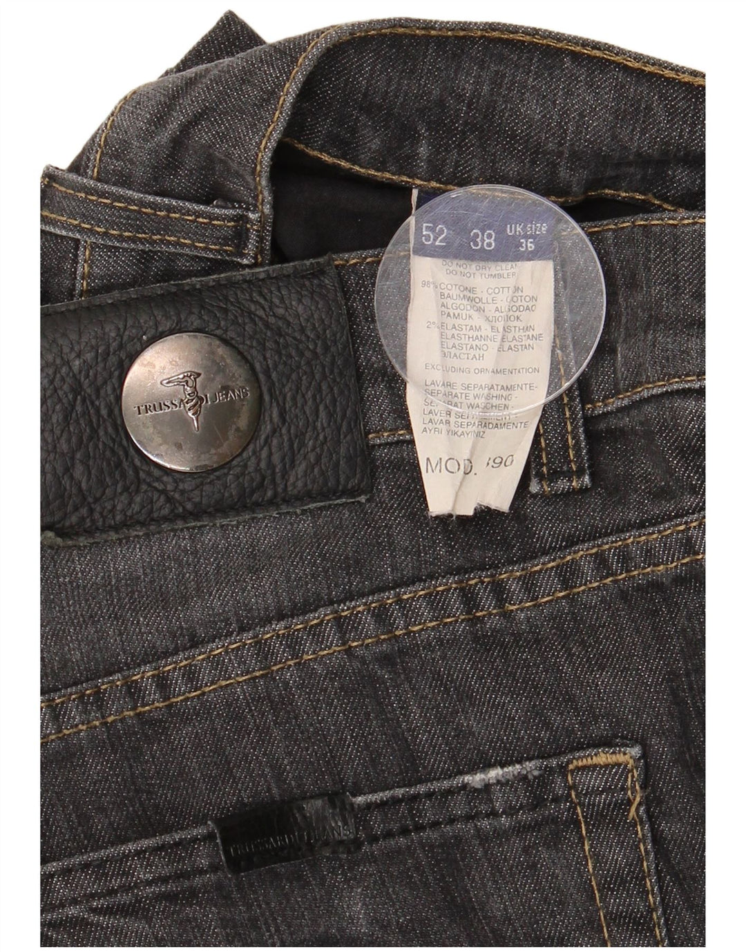 Trussardi Straight Jeans til mænd W36 L30 Sort bomuld