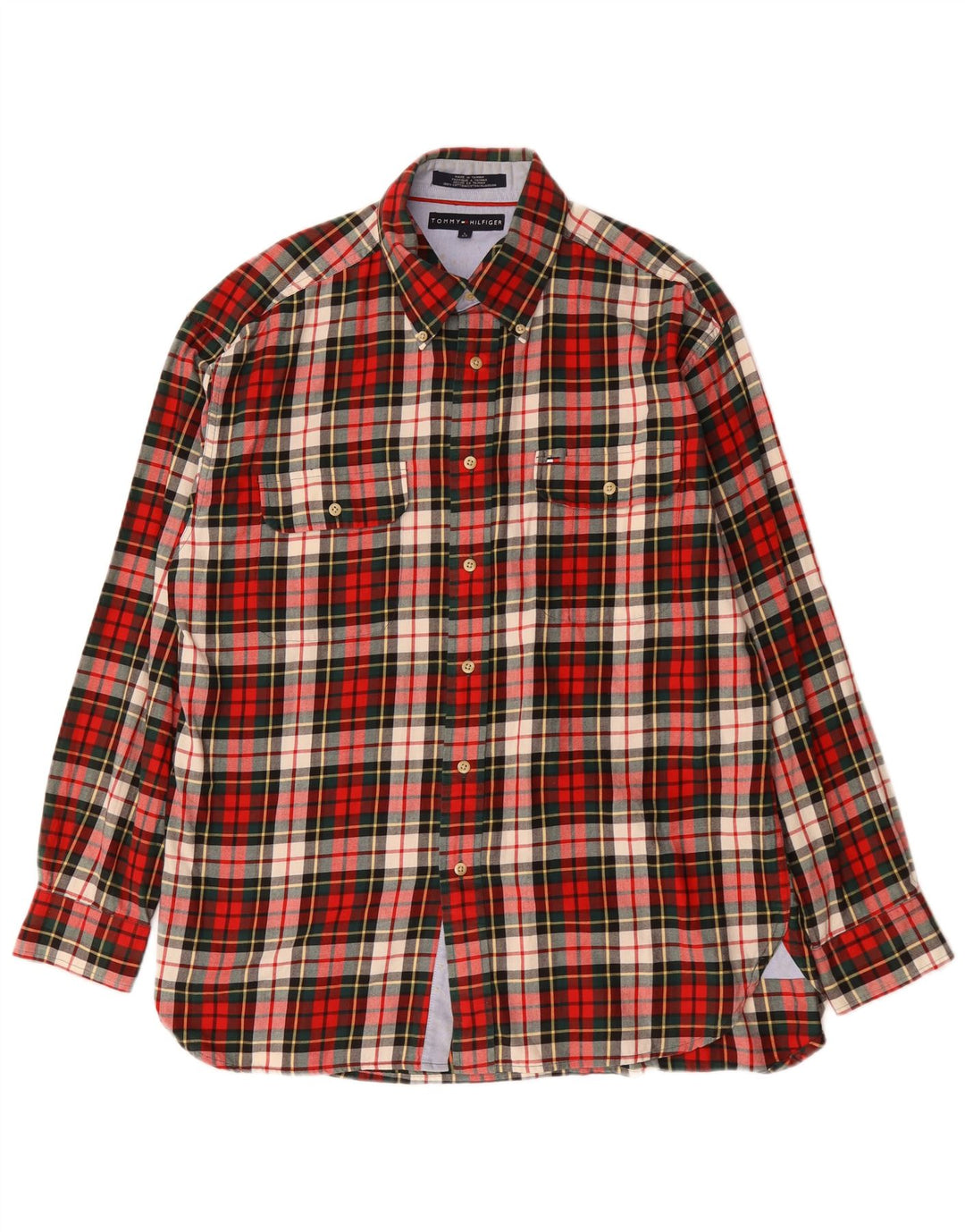 Tommy Hilfiger Herre flannelskjorte Stor rød ternet bomuld