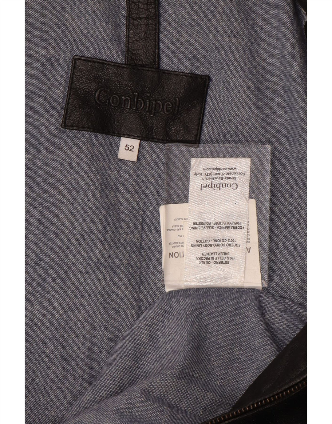 CONBIPEL Læderjakke til mænd IT 52 Stor sort læder