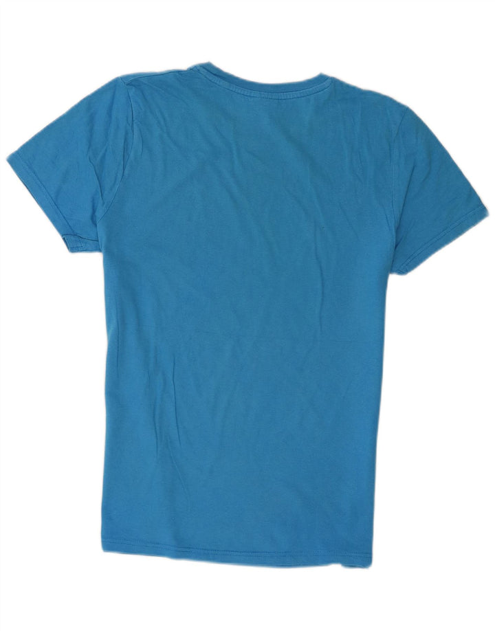 Maui and Sons Herre grafisk T-shirt top mellemblå bomuld