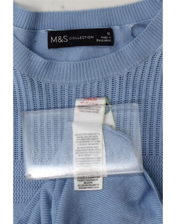 MARKS & SPENCER Dame Crop Boat Neck Jumper Sweater UK 12 Medium Blue