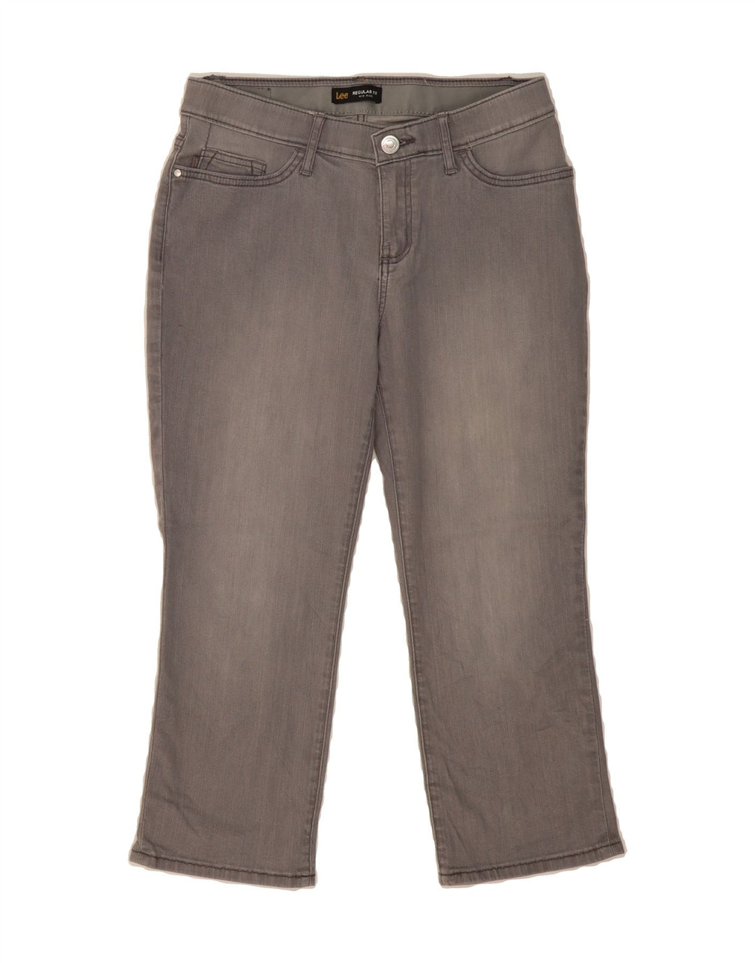LEE Womens Regular Fit Mid Rise Capri Jeans US 4 Small W27 L22 Grey Cotton Vintage Lee and Second-Hand Lee from Messina Hembry 