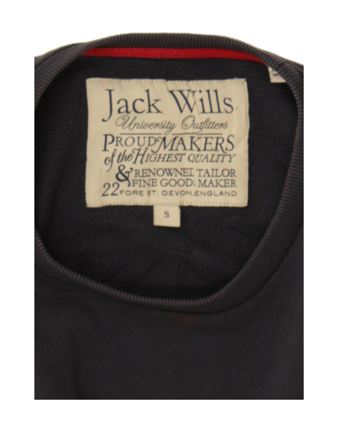 JACK WILLS Mens Graphic Sweatshirt Jumper Small Navy Blue Cotton Vintage Jack Wills and Second-Hand Jack Wills from Messina Hembry 
