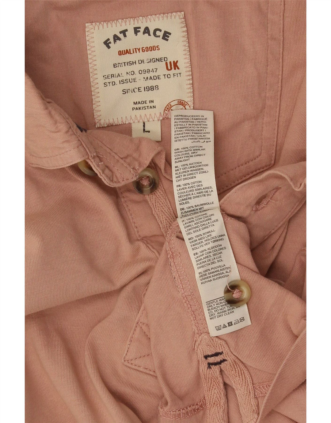 Fat Face Herre Polo Shirt Stor Pink Bomuld
