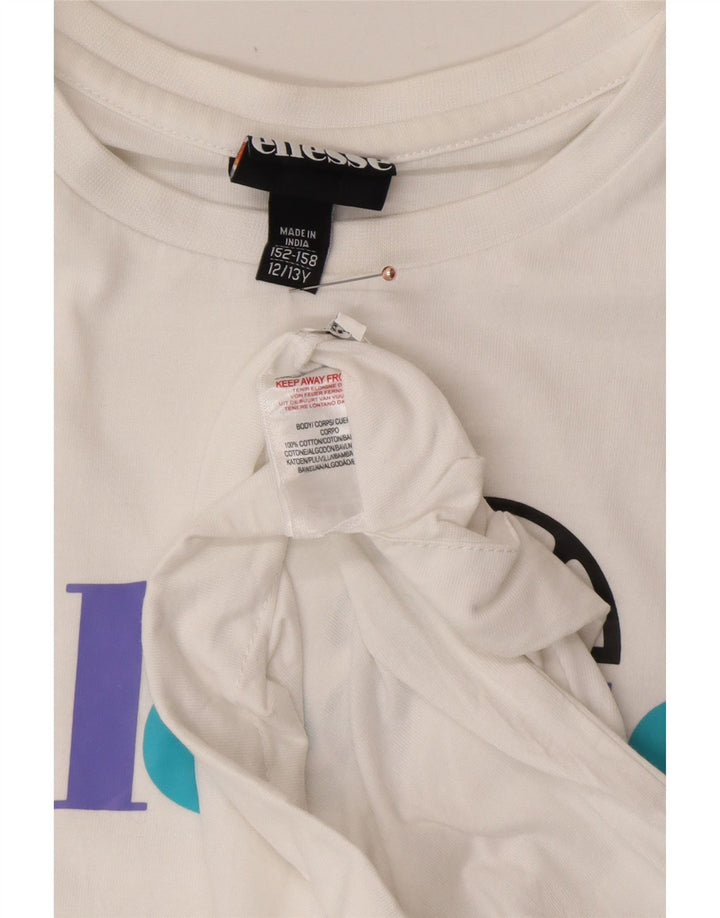ELLESSE Piger Grafisk T-Shirt Top 12-13 År Hvid Bomuld