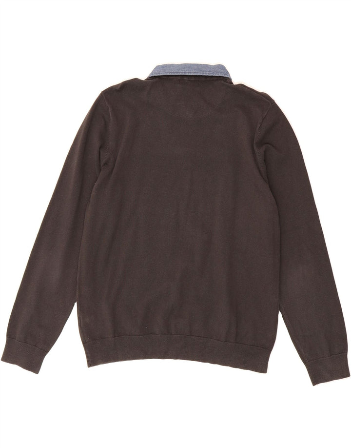 MARKS & SPENCER Mens Autograph V-Neck Jumper Sweater Large Grey Cotton Vintage Marks & Spencer and Second-Hand Marks & Spencer from Messina Hembry 