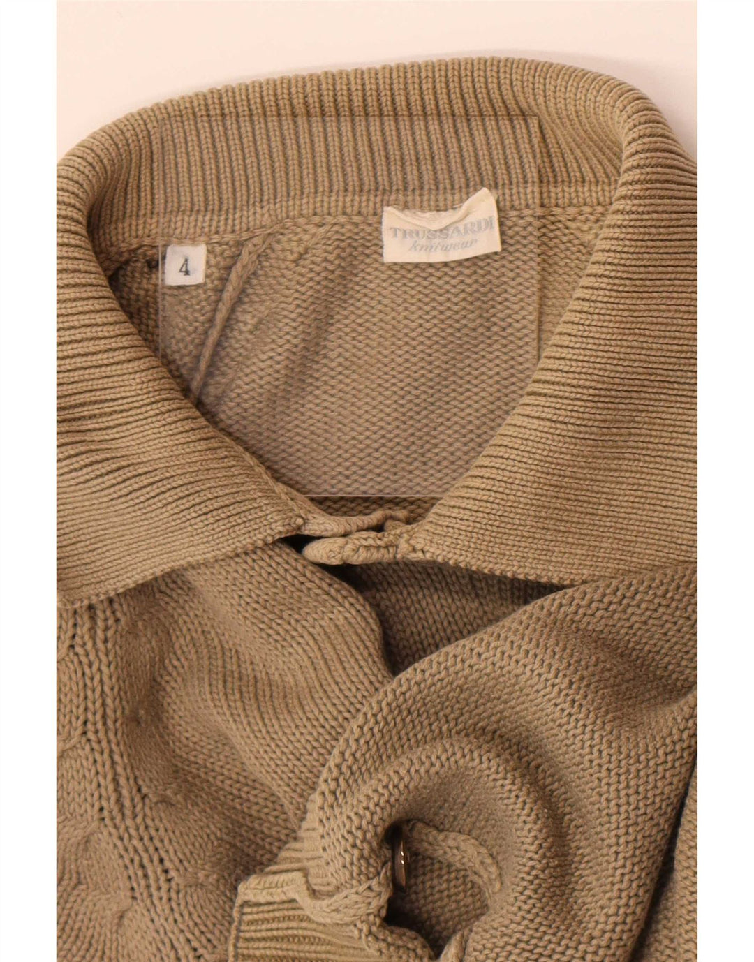 Trussardi Herre Polo Neck Jumper Sweater Medium Beige