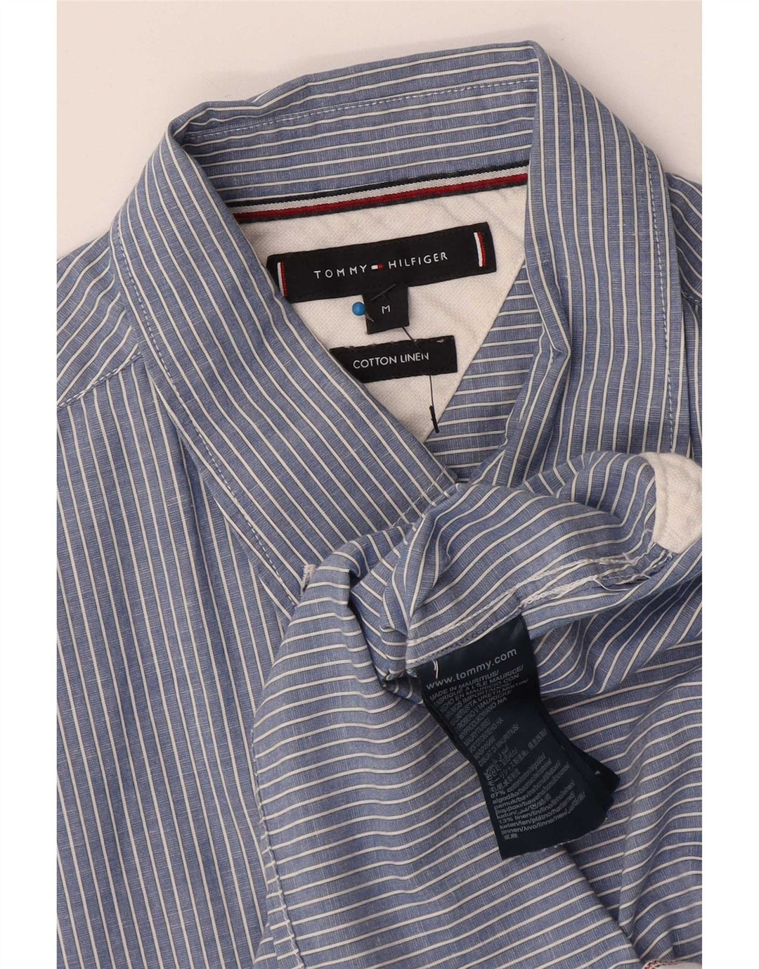 Tommy Hilfiger Kortærmet Herreskjorte Medium Blue Pinstripe Bomuld
