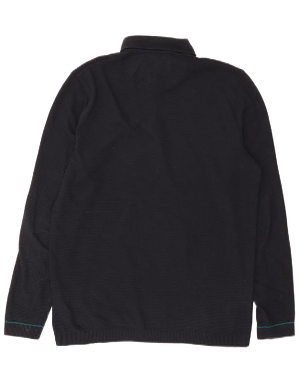 Ted Baker Herre Polo Neck Jumper Sweater Størrelse 3 Medium Navy Blue Bomuld