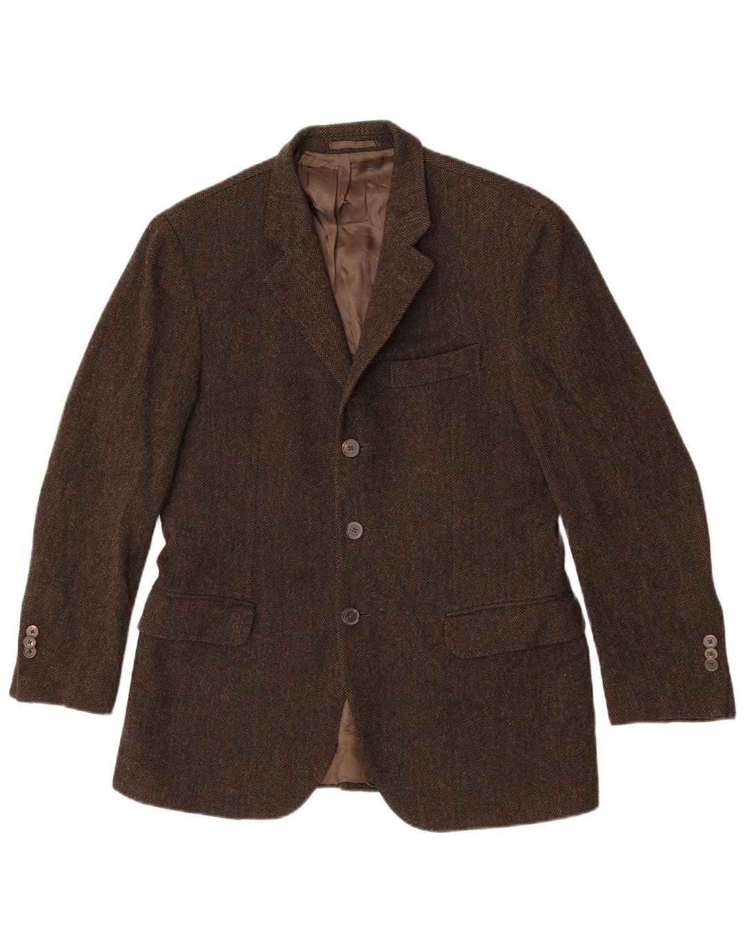 Massimo Dutti Herre 3-knaps blazerjakke EU 48 Medium Khaki Sildeben