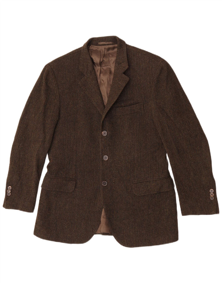 Massimo Dutti Herre 3-knaps blazerjakke EU 48 Medium Khaki Sildeben