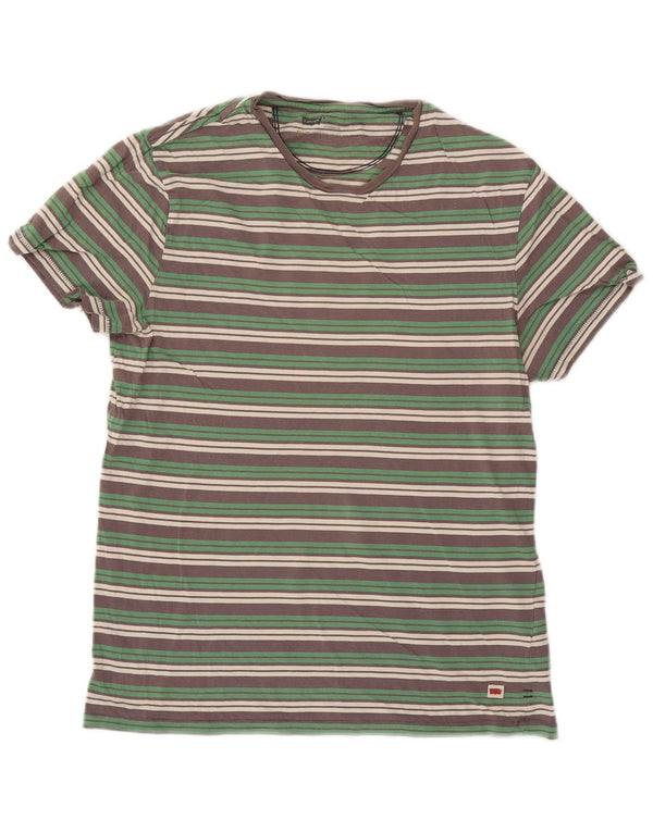 Levi's herre T-shirt top mellemgrøn stribet bomuld