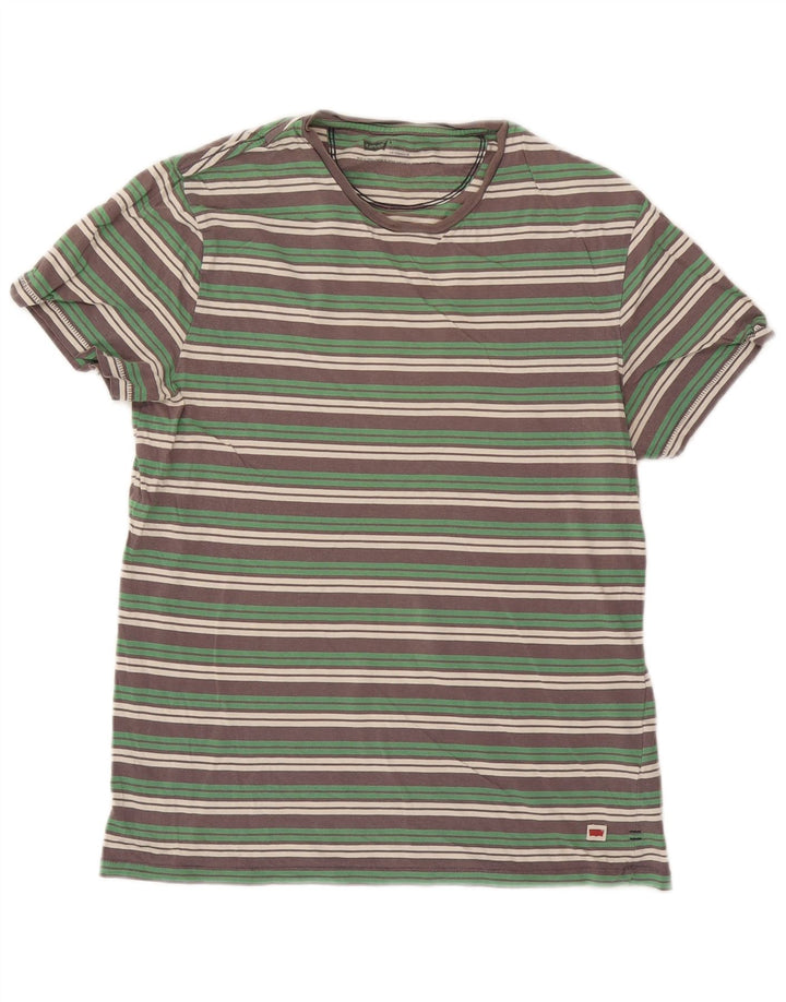 Levi's herre T-shirt top mellemgrøn stribet bomuld