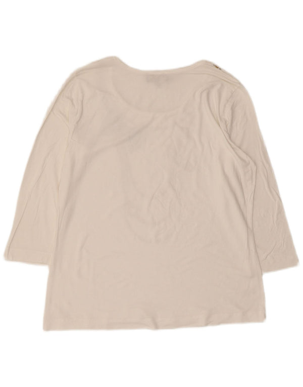 Luisa Spagnoli Dame Grafisk Top 3/4 ærme UK 14 Large White