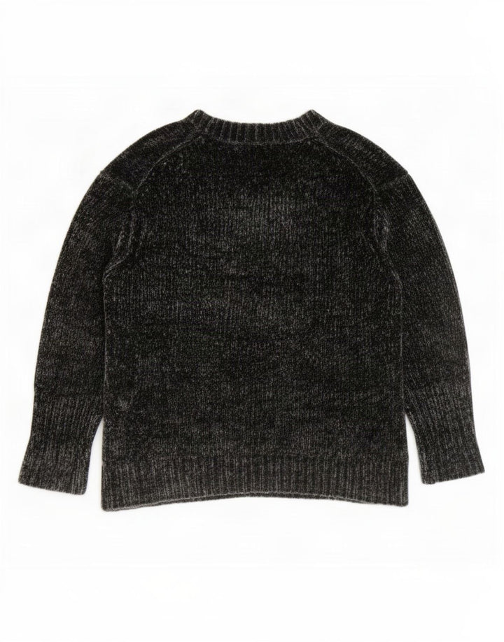 Zara Dame Oversized 3/4-ærmet V-hals sweater UK 14 Medium Grå