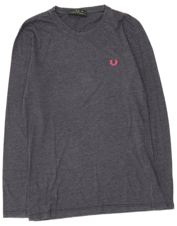 Fred Perry Dame Top Langærmet UK 14 Medium Navy Blue Bomuld