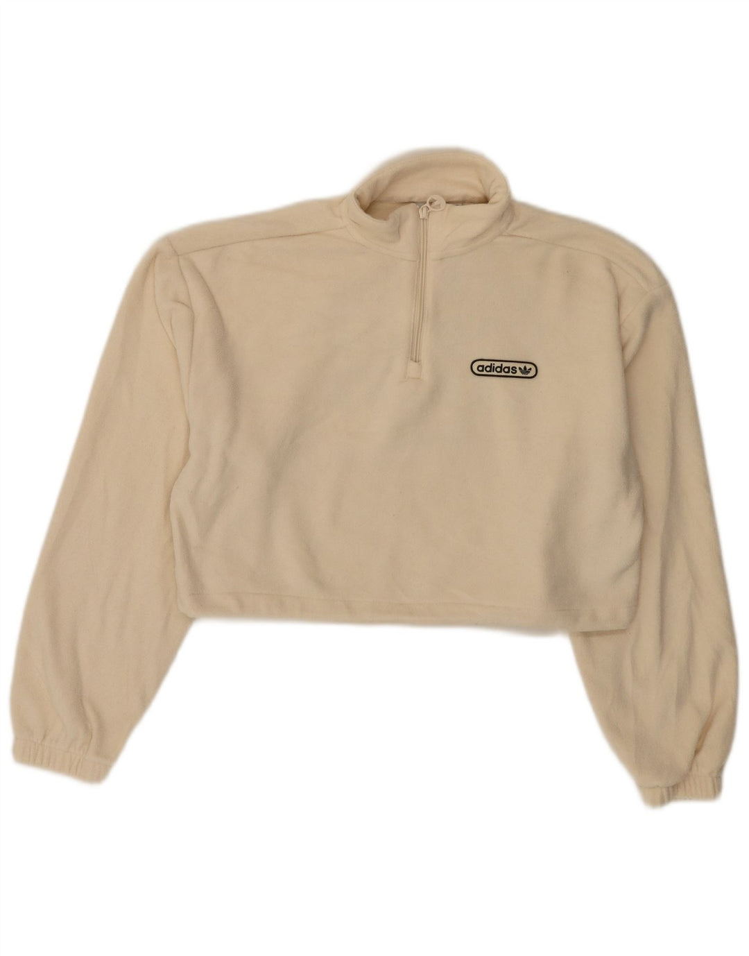 ADIDAS Dame Oversized grafisk lynlås-neck Fleece Jumper UK 10 Small Beige