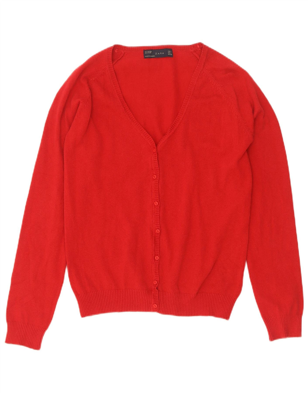 Zara Dame Cardigan Sweater UK 14 Large Red