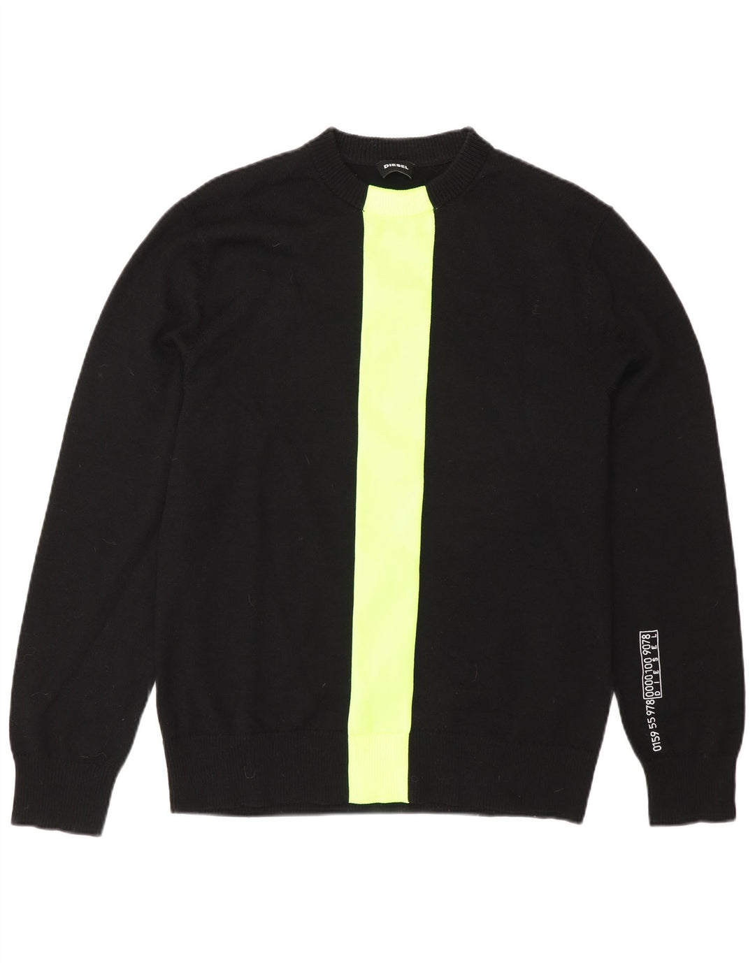 Diesel Herre grafisk rund hals sweater mellem sort farveblok
