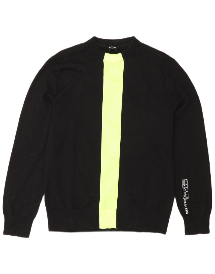 Diesel Herre grafisk rund hals sweater mellem sort farveblok