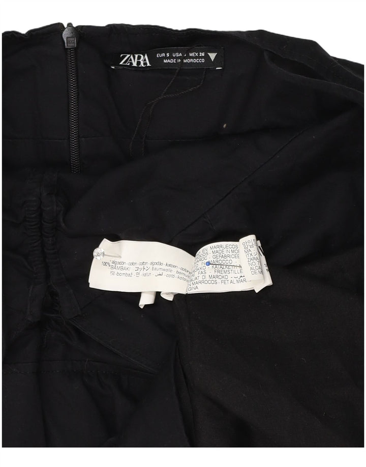 Zara Dame Ærmeløs Tunika Top UK 8 Small Navy Blue Bomuld