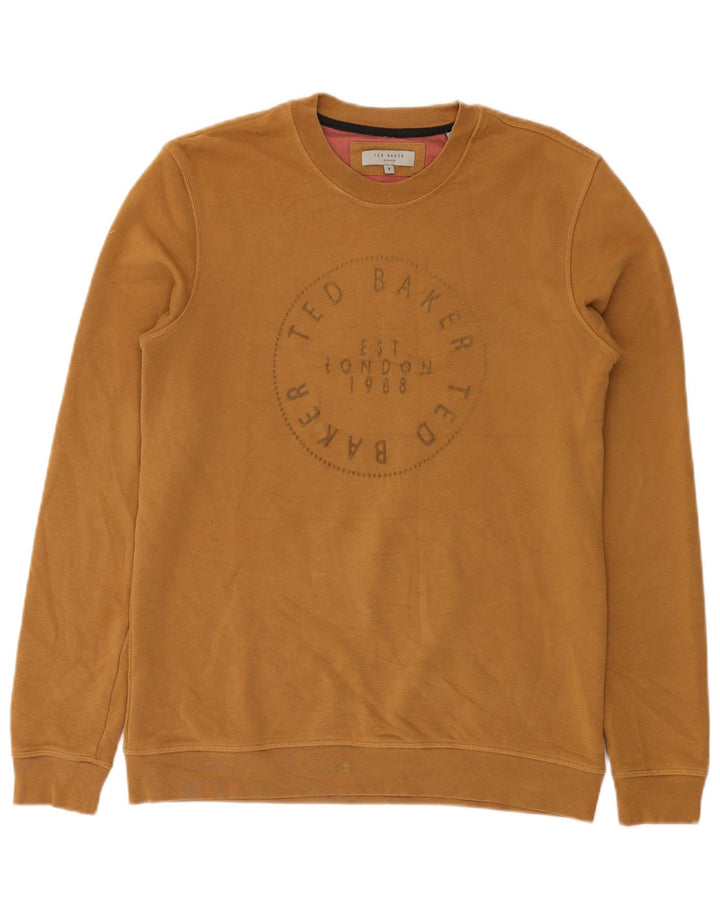 Ted Baker Herre grafisk sweatshirt trøje størrelse 2 Lille brun bomuld
