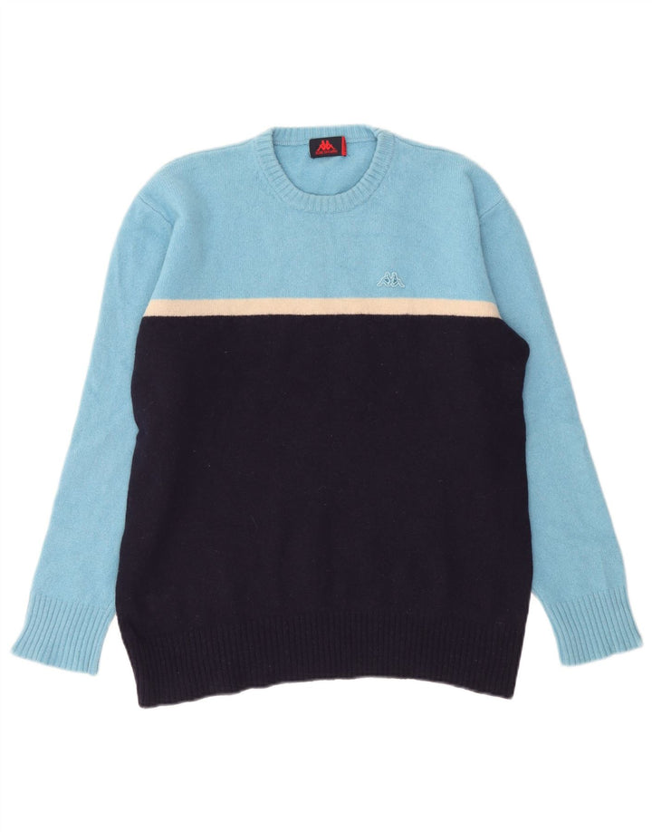 Kappa Herre Crew Neck Jumper Sweater XL Blå Colourblock Uld
