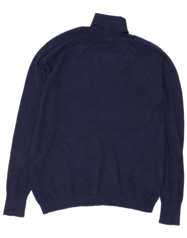 Zara Herre Rullehalstrøje Sweater Stor Marineblå Viscose
