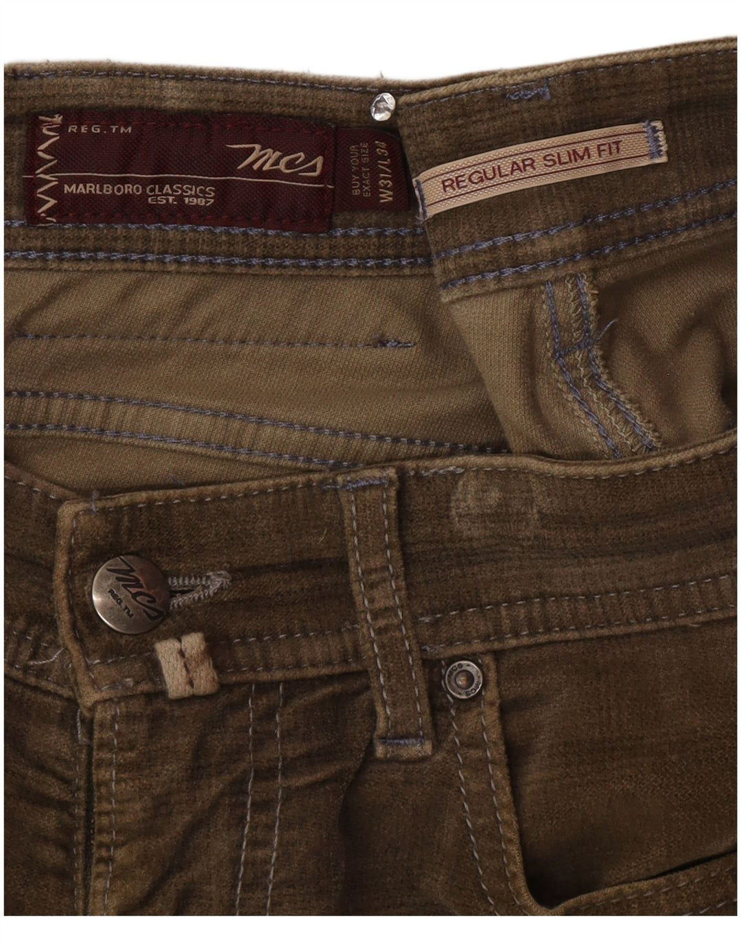 Marlboro Classics Herre Regular Slim Fit Casual Bukser W31 L34 Brun