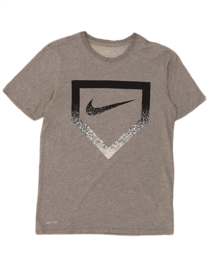 Nike Herre Dri Fit grafisk T-shirt top lille grå bomuld