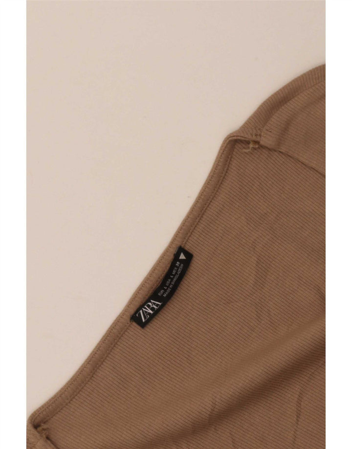 Zara Dame Crop Top Langærmet UK 14 Stor Brun