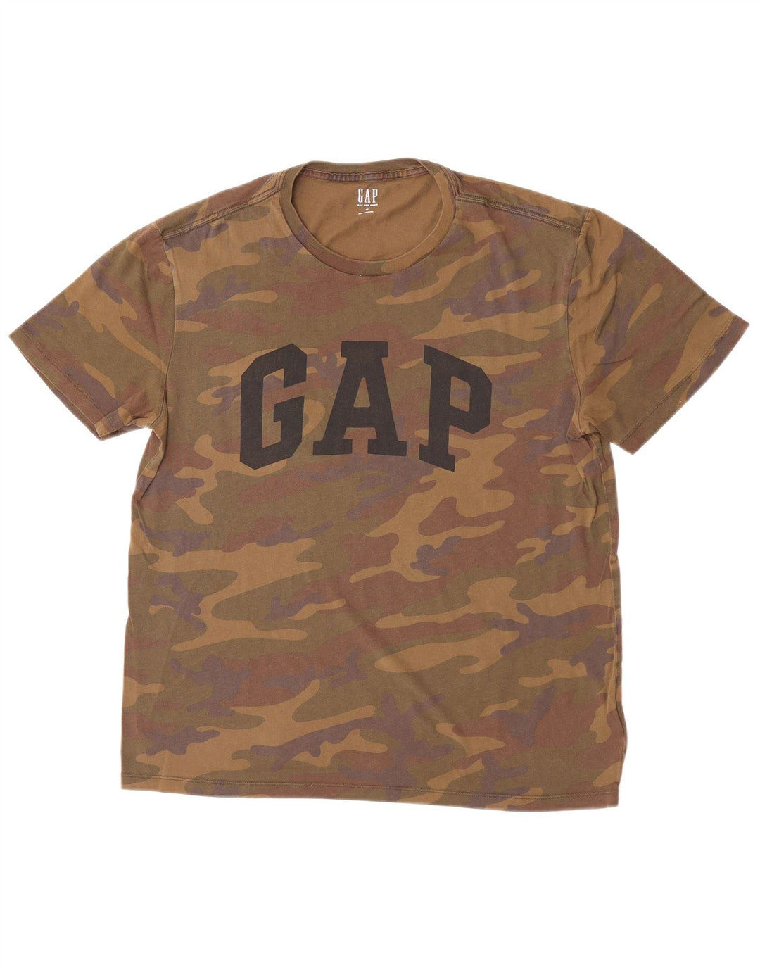 Gap Herre grafisk T-shirt Top Medium Brun Camouflage Bomuld