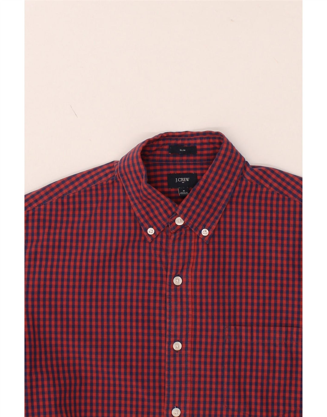 J. CREW Mens Slim Shirt Medium Red Gingham Cotton Vintage J. Crew and Second-Hand J. Crew from Messina Hembry 