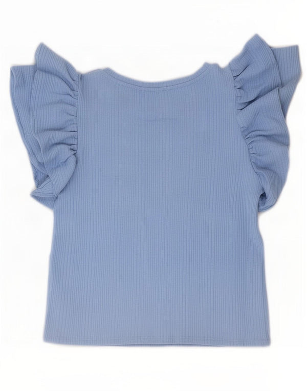 Zara Womens Crop T-Shirt Top UK 14 Large Blue