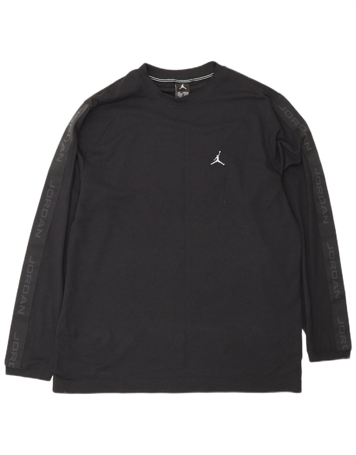Jordan Herre Grafisk Top Langærmet UK 42/44 Stor Sort Polyester