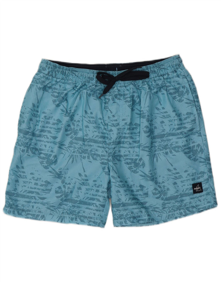 Vintage badeshorts til mænd store blå blomster polyester