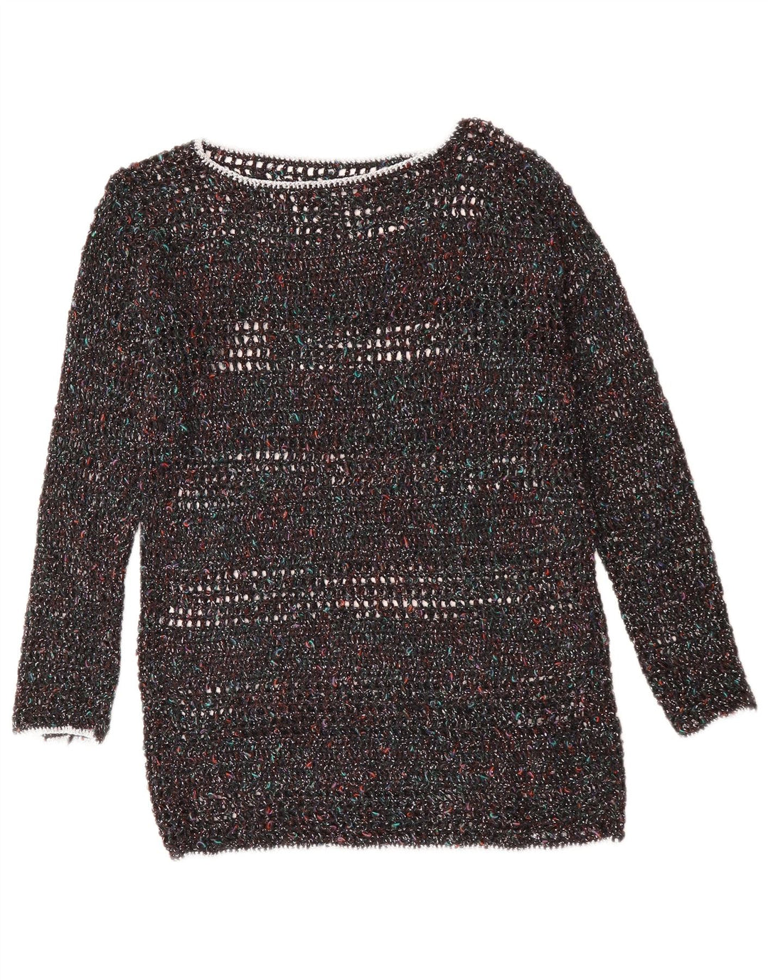 VINTAGE Dame Boat Neck Jumper Sweater UK 12 Medium Multicolored Flecked