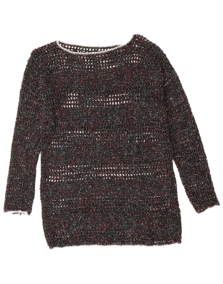 VINTAGE Dame Boat Neck Jumper Sweater UK 12 Medium Multicolored Flecked