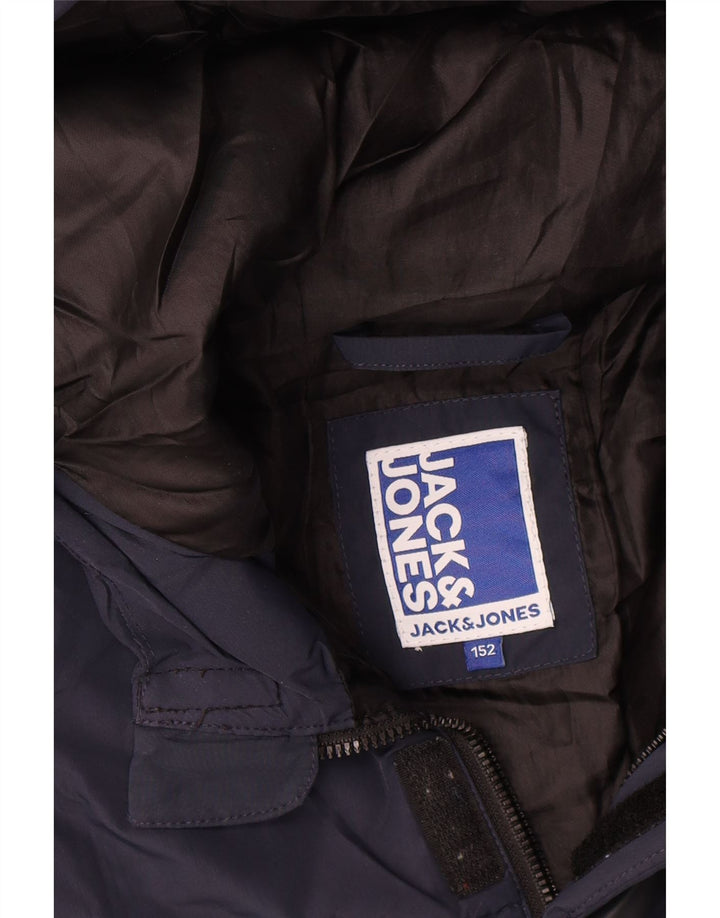 Jack & Jones drenge grafisk polstret hættejakke 11-12 år marineblå