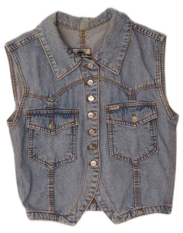 Vintage Dame Crop Denim vest UK 12 Medium Blue
