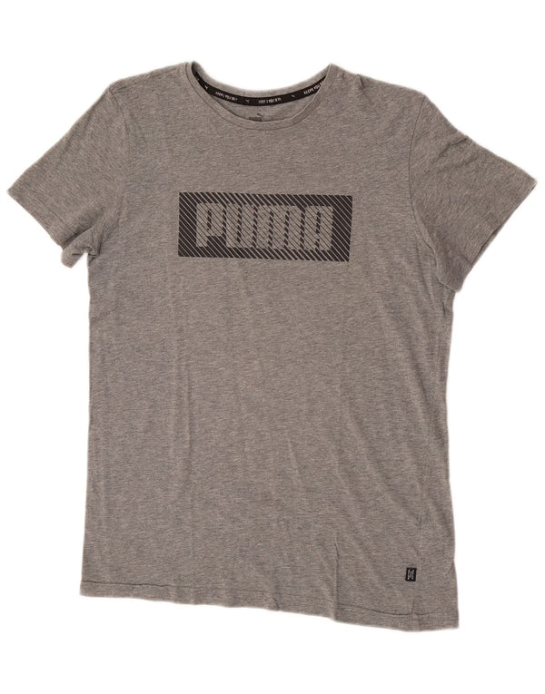 Puma Boys Graphic T-Shirt Top 15-16 Years Grey Flecked Cotton