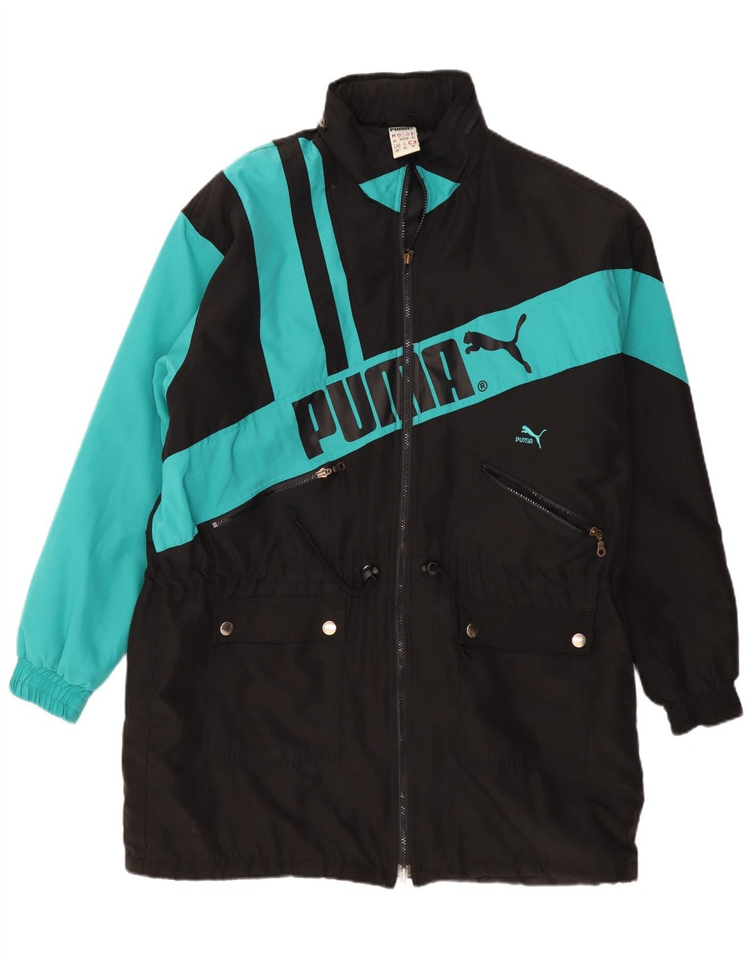 Puma Herre Graphic Windbreaker Coat UK 44 2XL Sort Colourblock Polyester